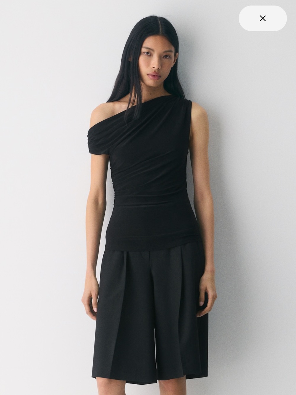 Aritzia Babaton Black One-Shoulder Draped Top - Picture 4 of 5